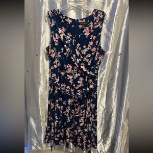 Jessica Howard Navy and Pink Floral Midi Dress